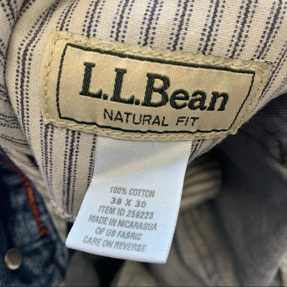 LL Bean Jeans Men 38 Natural Fit 38 Blue Denim Straight 100% Cotton Western Work - Picture 7 of 9